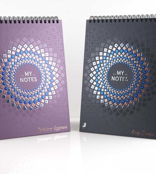 Gift set with notebooks with liquid metal foils and laser cutting | J Point Plus