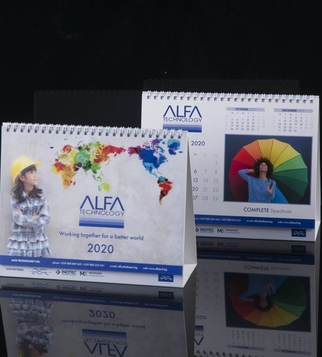 Alfa Technology table tent calendar | J Point Plus
