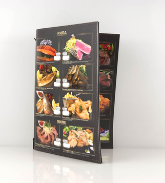 Menu with golden foil and 3D varnishing | J Point Plus