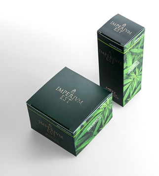 Boxes Imperium Est with liquid metal effect and UV varnish | J Point Plus