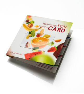 Leaflet with PVC card and embossed varnish  | J Point Plus