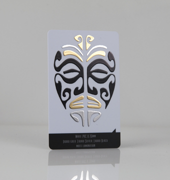 Card with gold, silver and black liquid foils